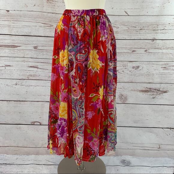 TravelSmith boho crinkle broom tiered maxi skirt - Picture 1 of 13